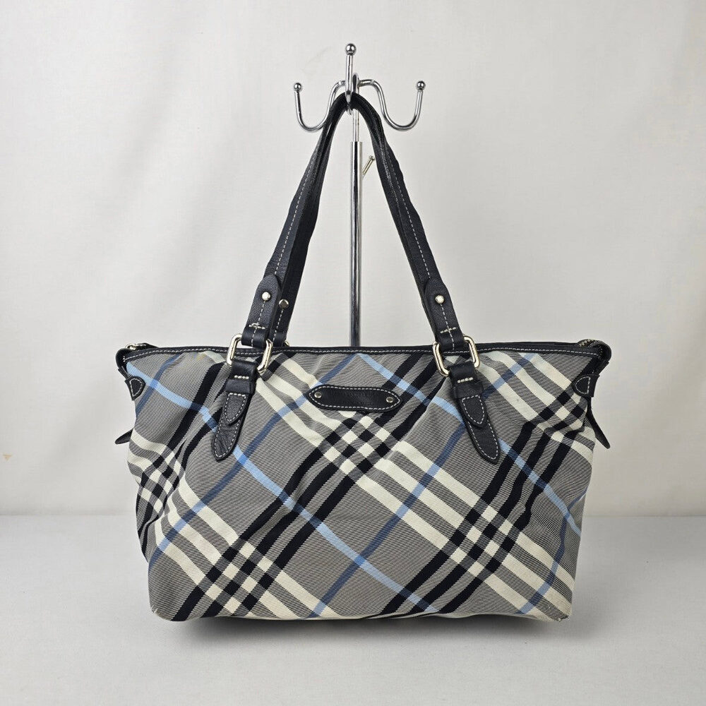 Burberry Blue Label Black Plaid Tote Bag Purse